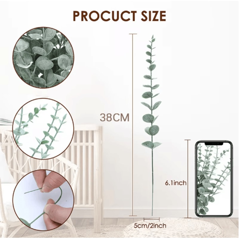 Artificial Eucalyptus Stems Set Realistic Greenery For Wedding Home Decor 6