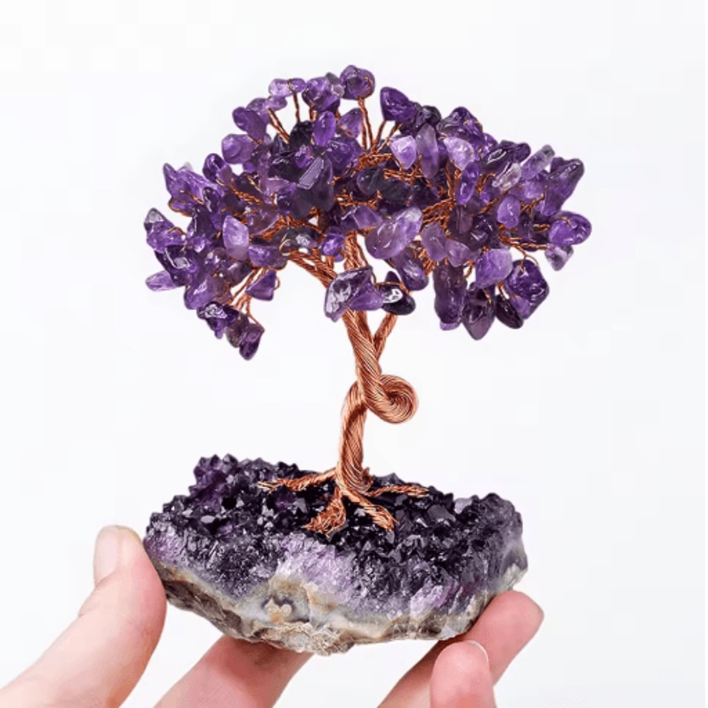 Amethyst Crystal Tree Decor Handmade Healing Stone Bonsai For Home Desk 5