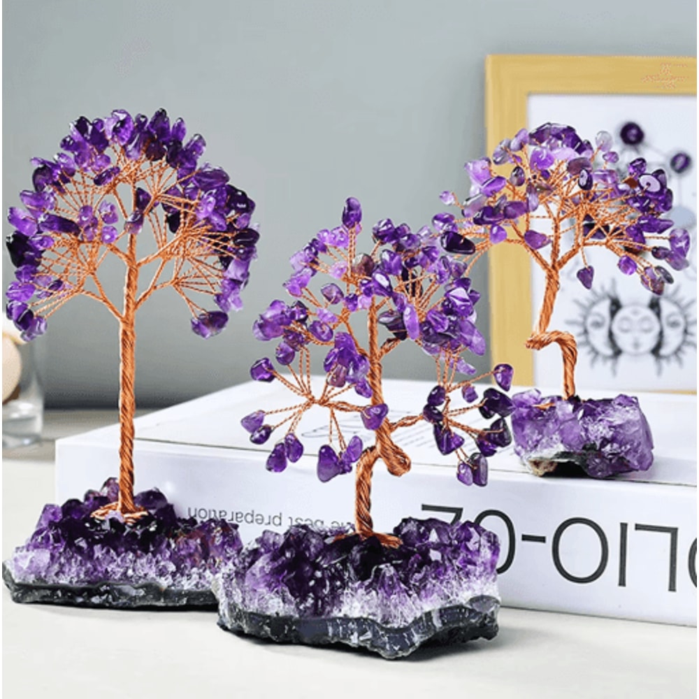 Amethyst Crystal Tree Decor Handmade Healing Stone Bonsai For Home Desk 0