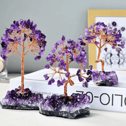 amethyst crystal tree decor handmade healing stone bonsai for home & desk