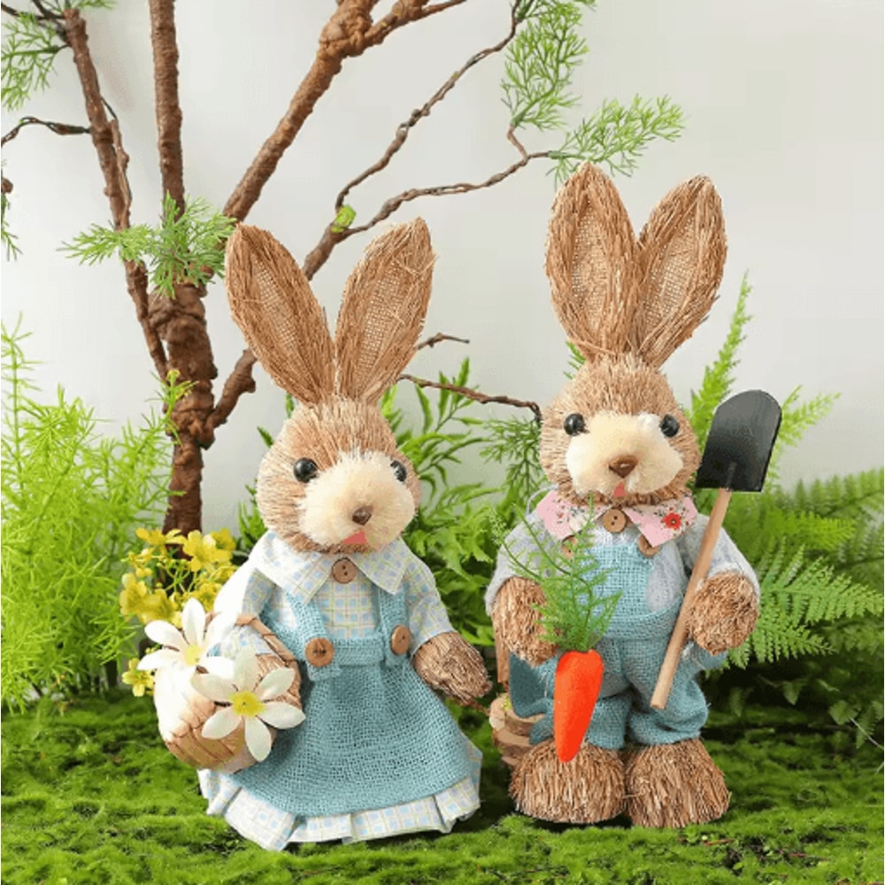 Cute Easter Bunny Figurine Handmade Rabbit Decor For Spring Home Styling 0