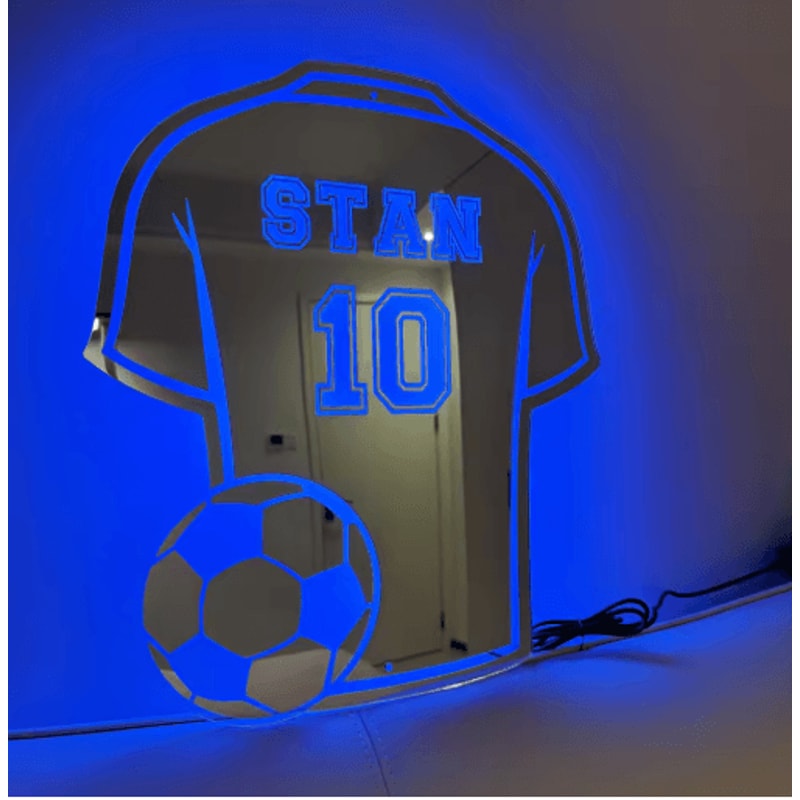 Custom LED Football Shirt Mirror Personalized Acrylic Wall Decor For Man Cave 1
