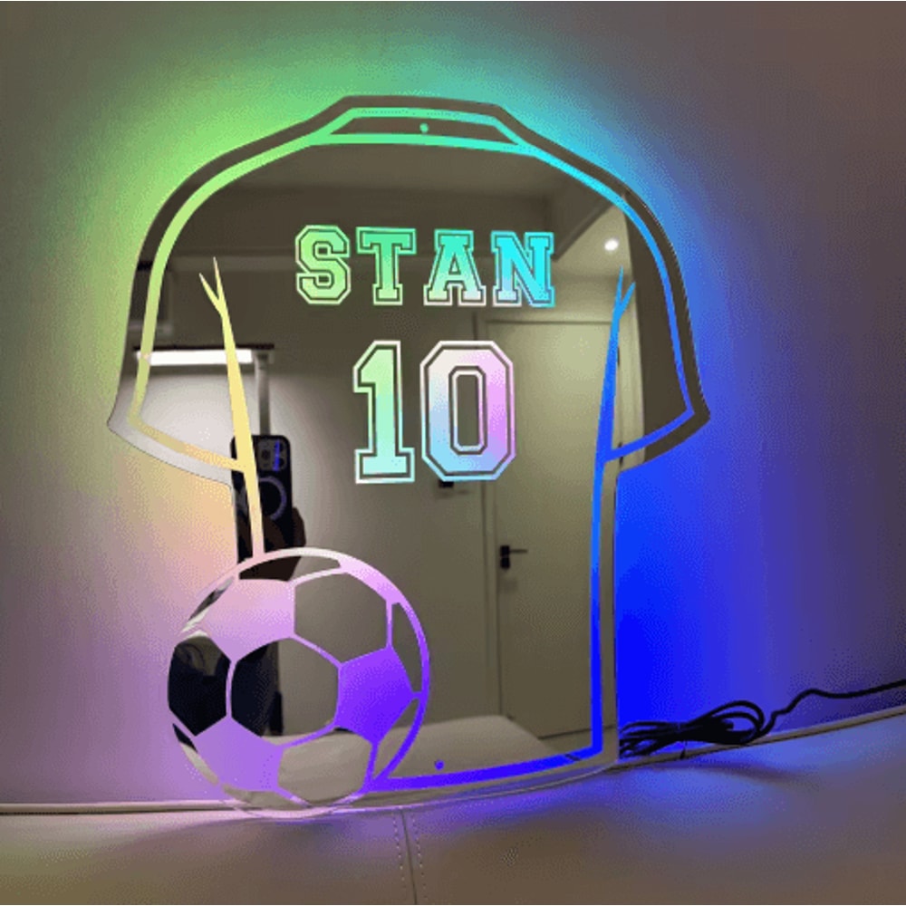 Custom LED Football Shirt Mirror Personalized Acrylic Wall Decor For Man Cave 3