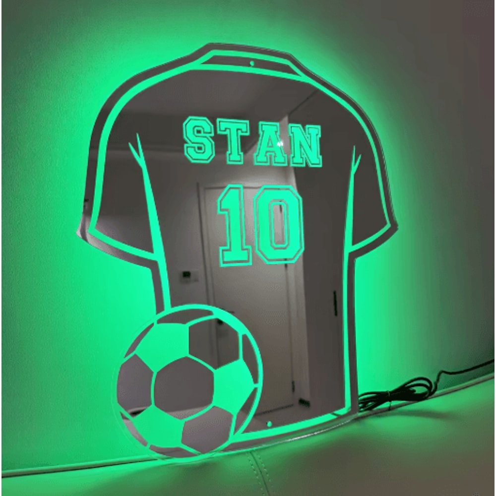 Custom LED Football Shirt Mirror Personalized Acrylic Wall Decor For Man Cave 4