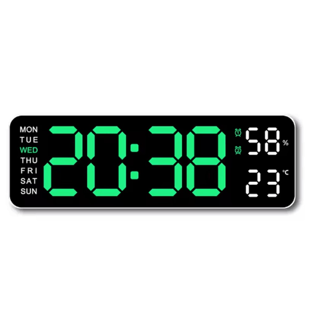 Smart LED Digital Wall Clock Silent Modern Display With Temperature Calendar 2