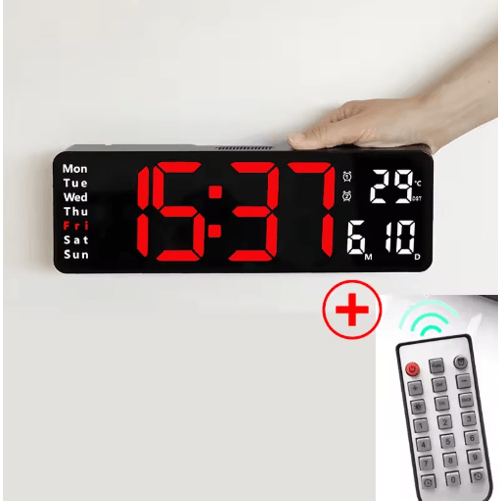 Smart LED Digital Wall Clock Silent Modern Display With Temperature Calendar 3