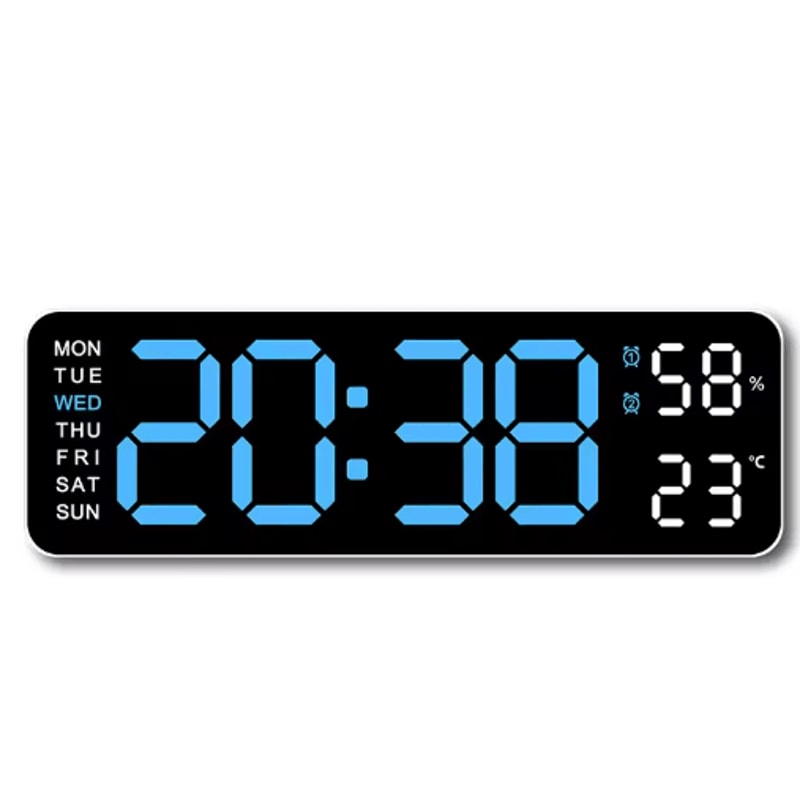 Smart LED Digital Wall Clock Silent Modern Display With Temperature Calendar 5