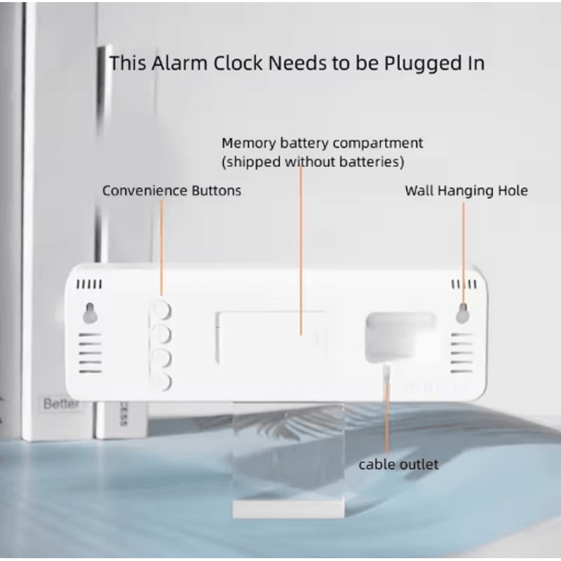 Smart LED Digital Wall Clock Silent Modern Display With Temperature Calendar 8
