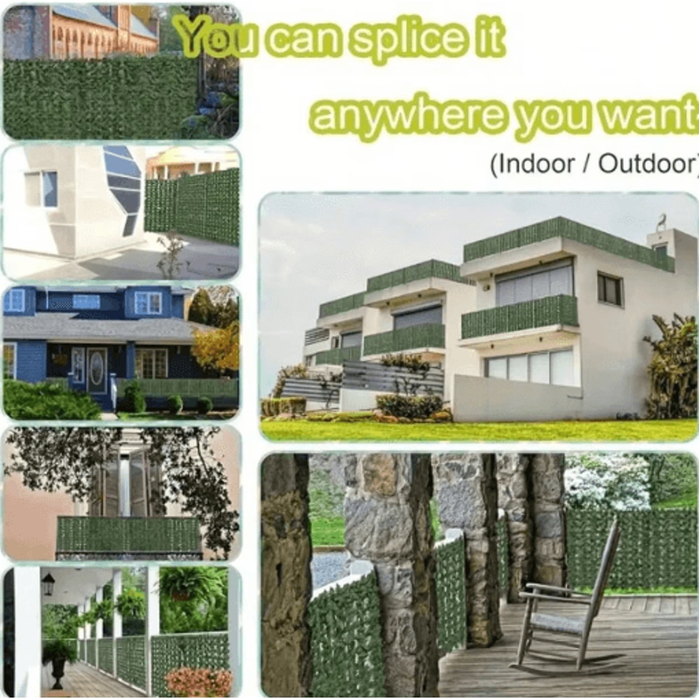 Artificial Ivy Privacy Fence Panel UV Resistant Green Wall Screen For Indoor Outdoor 4