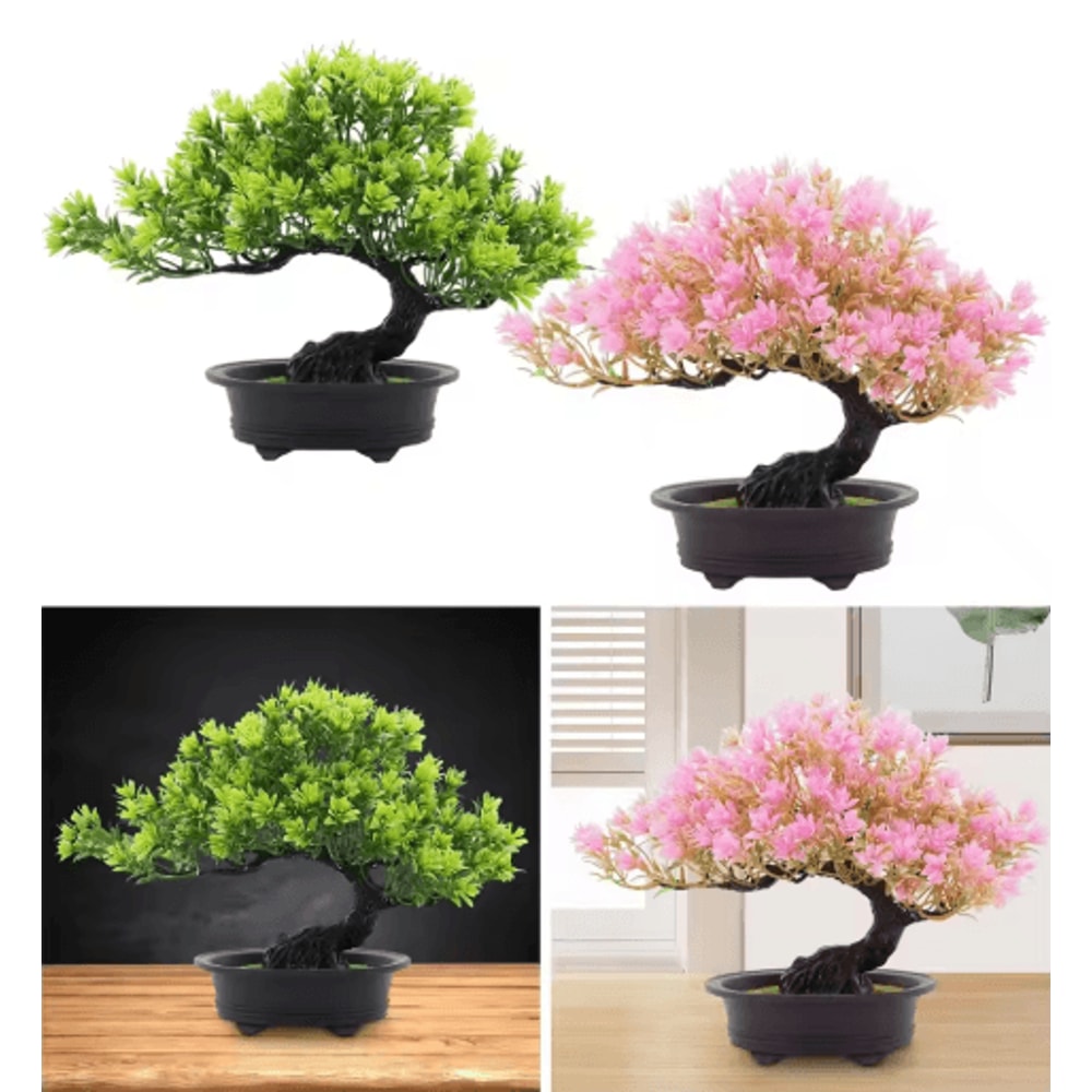 Artificial Japanese Pine Bonsai Tree Realistic Mini Plant For Desk Home Decor 0