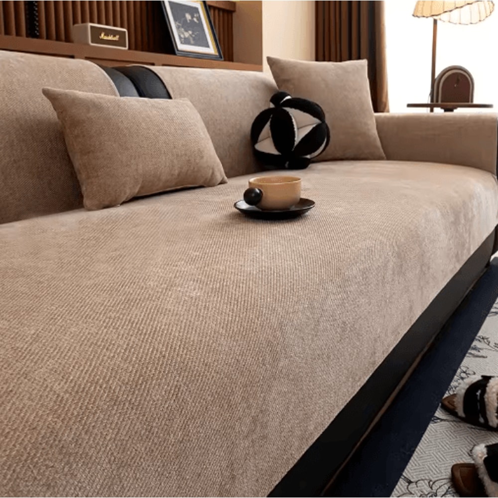 Minimalist Chenille Sofa Cover AntiSlip AllSeason Couch Protector 0