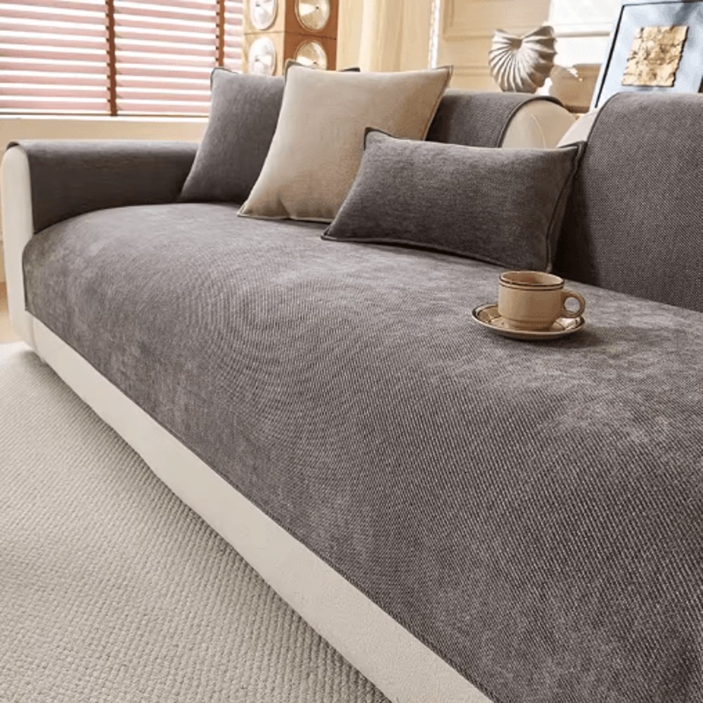 Minimalist Chenille Sofa Cover AntiSlip AllSeason Couch Protector 1