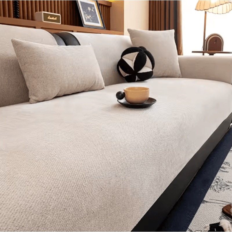 Minimalist Chenille Sofa Cover AntiSlip AllSeason Couch Protector 2