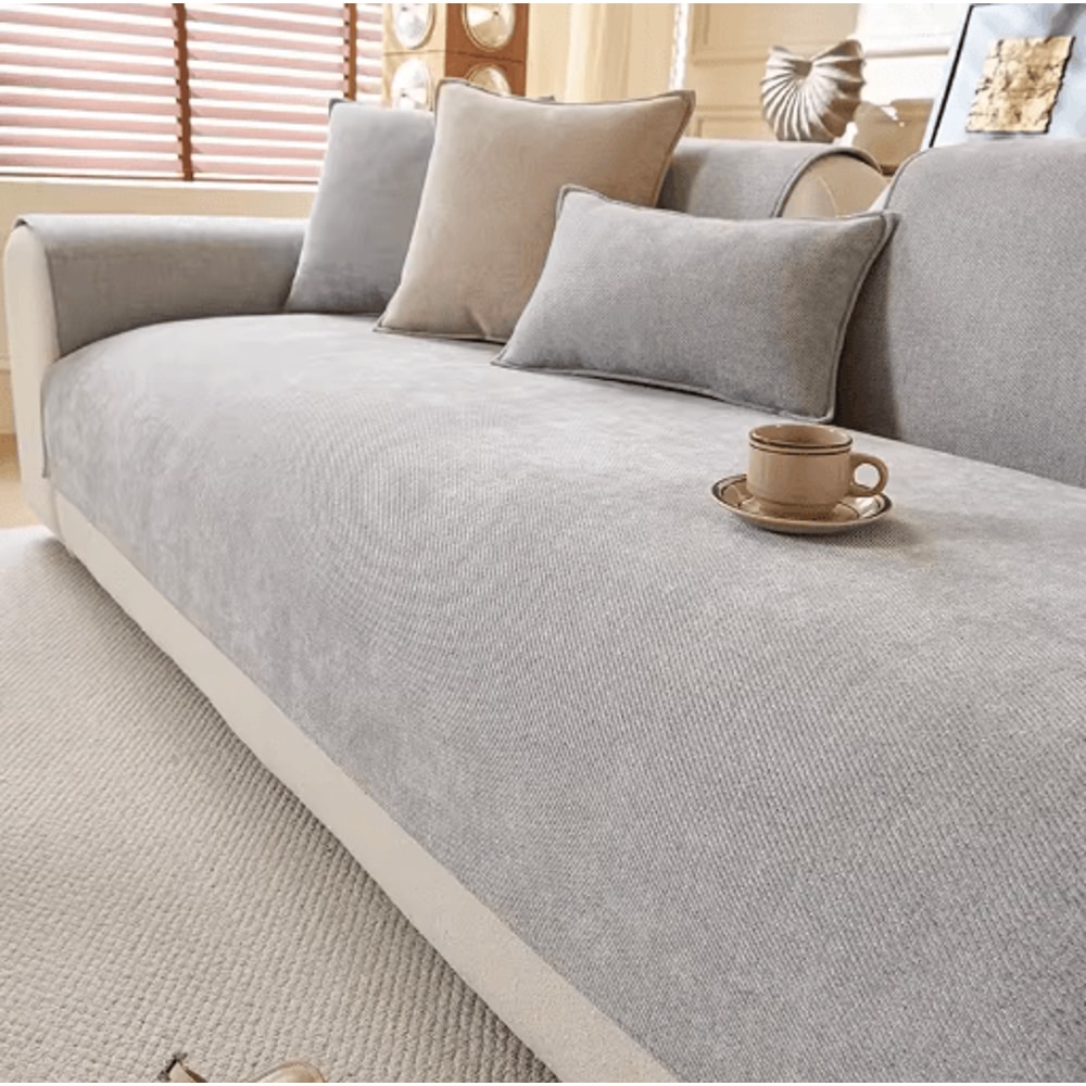 Minimalist Chenille Sofa Cover AntiSlip AllSeason Couch Protector 3