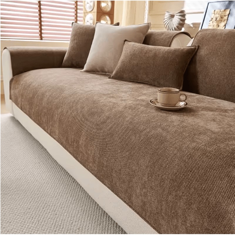 Minimalist Chenille Sofa Cover AntiSlip AllSeason Couch Protector 4