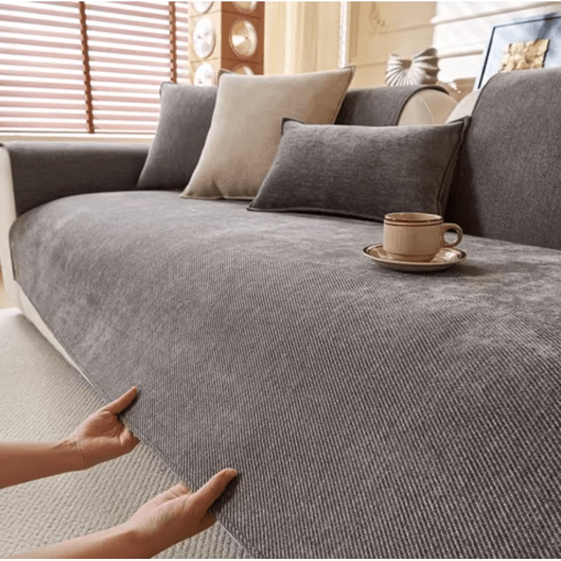 Minimalist Chenille Sofa Cover AntiSlip AllSeason Couch Protector 5