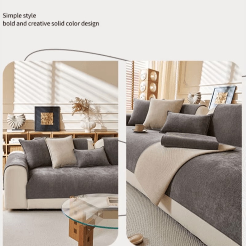 Minimalist Chenille Sofa Cover AntiSlip AllSeason Couch Protector 6