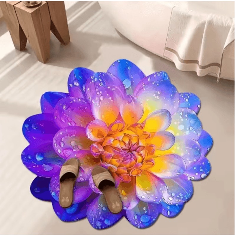 VIKAMA Floral Area Rug Soft Absorbent Carpet For Bedroom Living Room Bathroom 11