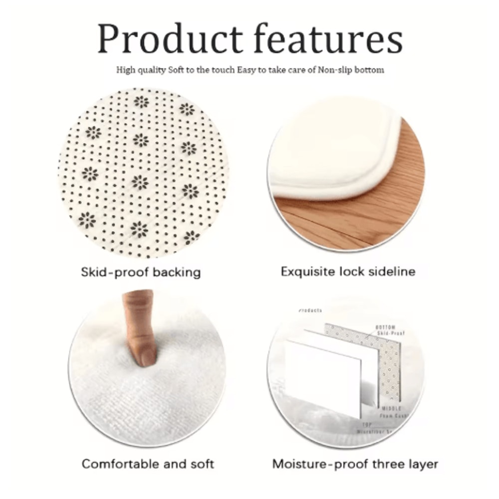 VIKAMA Floral Area Rug Soft Absorbent Carpet For Bedroom Living Room Bathroom 13