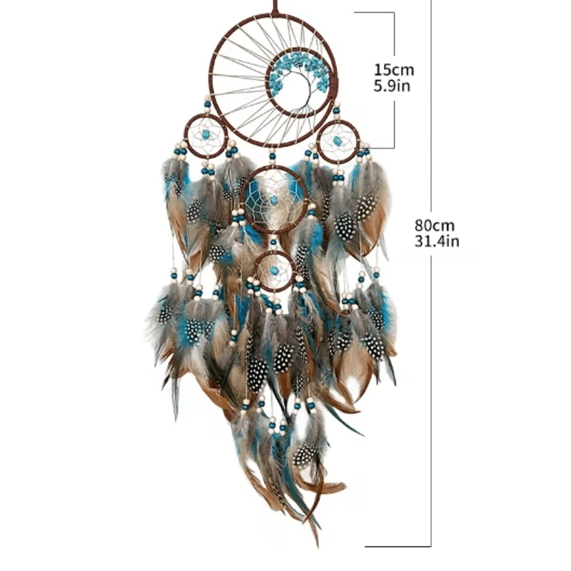 Vintage Dream Catcher Wind Chime Tree Of Life Natural Stone Wall Hanging Decor 4