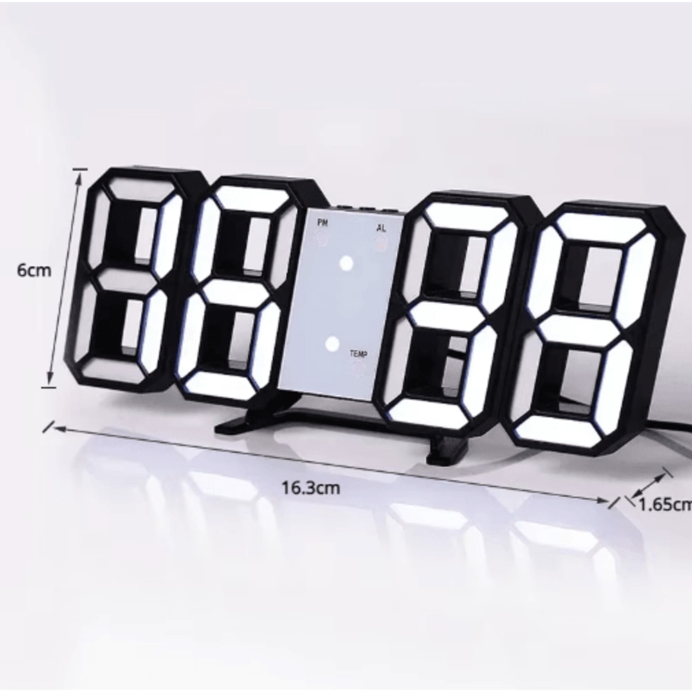 3D LED Digital Wall Clock Adjustable Glow Night Mode Home Decor Display 7