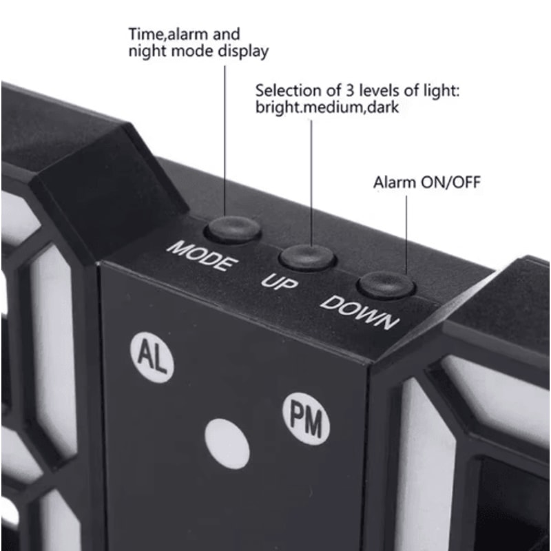 3D LED Digital Wall Clock Adjustable Glow Night Mode Home Decor Display 8