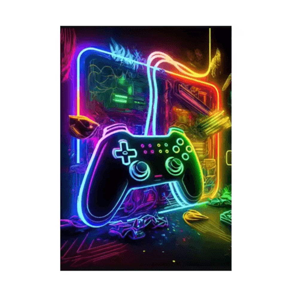 Gaming Room Wall Art Set 3pcs Gamepad Punk Style Canvas Posters For Gamers 2