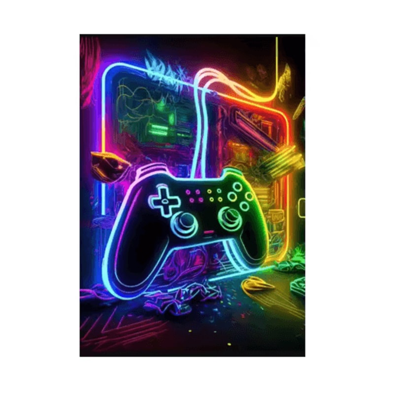 Gaming Room Wall Art Set 3pcs Gamepad Punk Style Canvas Posters For Gamers 2