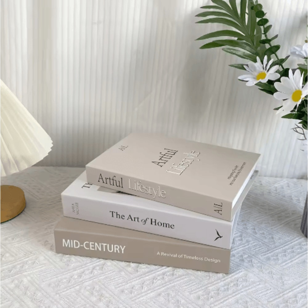 Decorative Fake Book Set 3pcs Minimalist Simulation Books For Home Styling 1