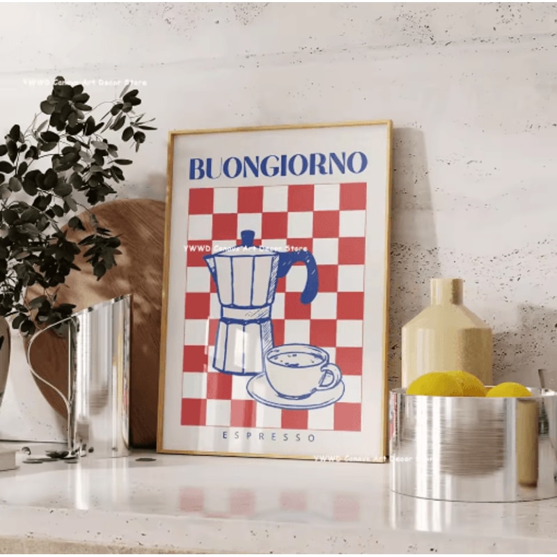 Bon Appetit Coffee Canvas Wall Art Moka Pot Espresso Poster For Kitchen Decor 10