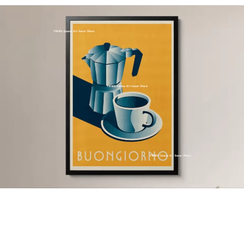 Bon Appetit Coffee Canvas Wall Art Moka Pot Espresso Poster For Kitchen Decor 2