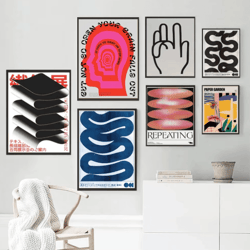 japanese blue wave canvas wall art – vintage abstract ocean print