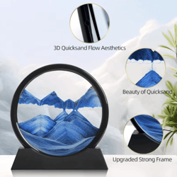 3d moving sand art frame – relaxing hourglass sandscape decor