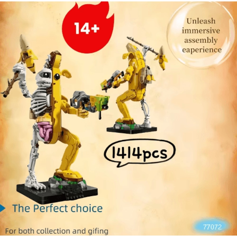 1414Piece Banana Building Block Set Creative STEM Brick Toy Kit 0