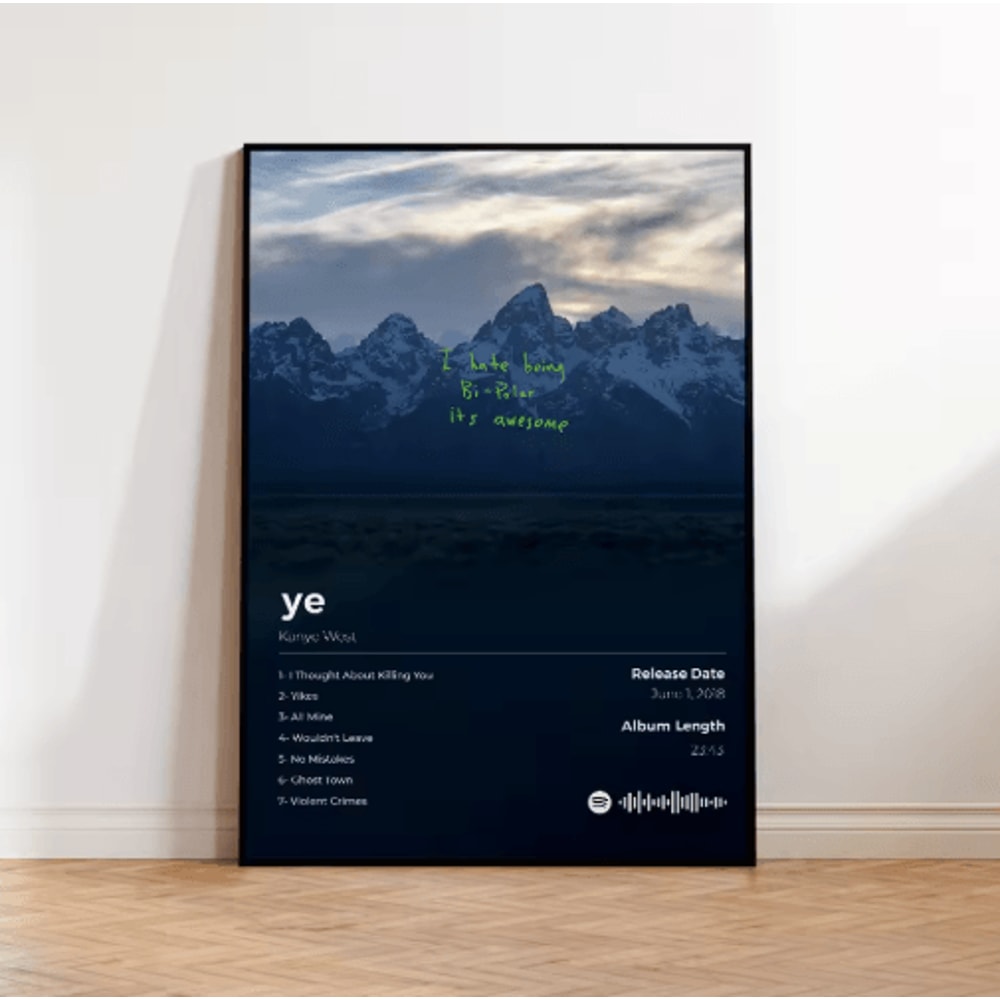 Kanye West Aesthetic Canvas Poster Hip Hop Album Wall Art Decor 3