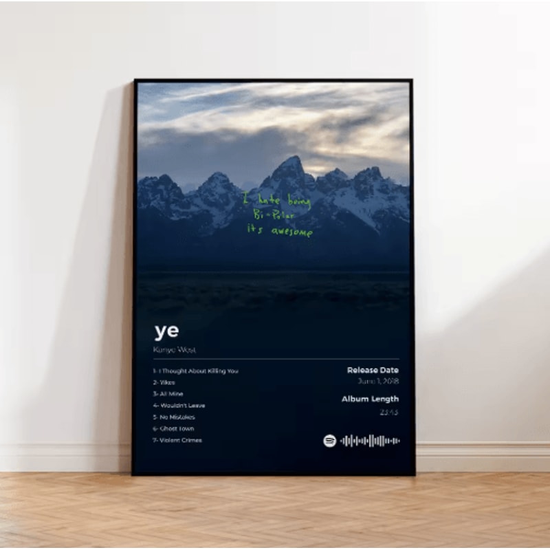 Kanye West Aesthetic Canvas Poster Hip Hop Album Wall Art Decor 3