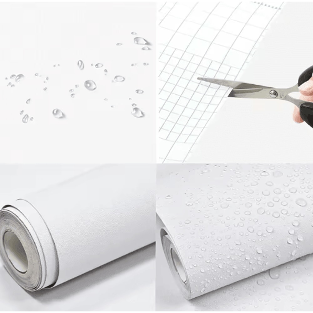 Waterproof White SelfAdhesive Wallpaper Peel Stick Vinyl Contact Paper 0