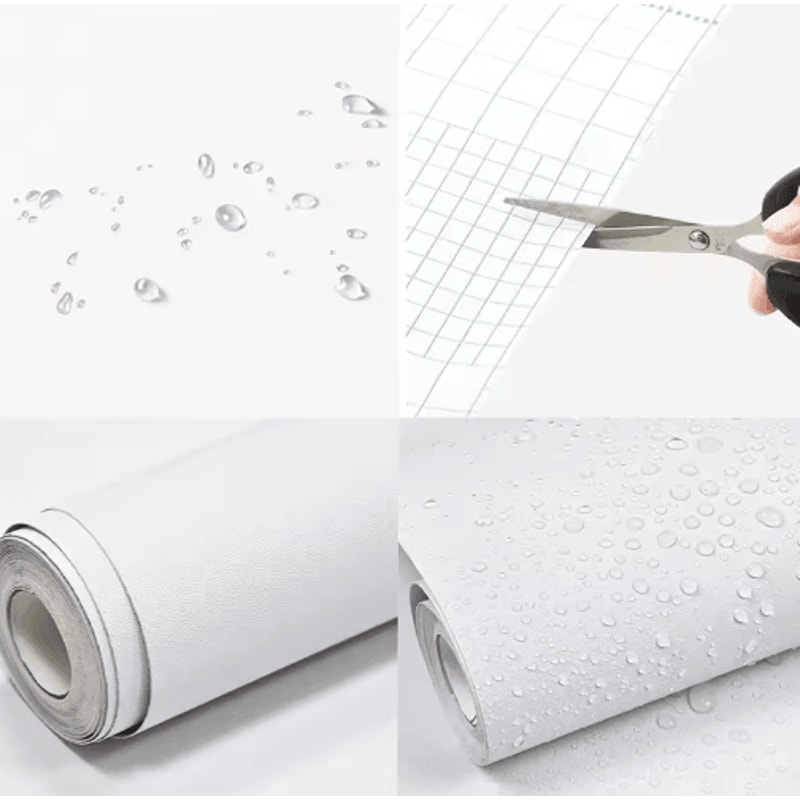 Waterproof White SelfAdhesive Wallpaper Peel Stick Vinyl Contact Paper 0