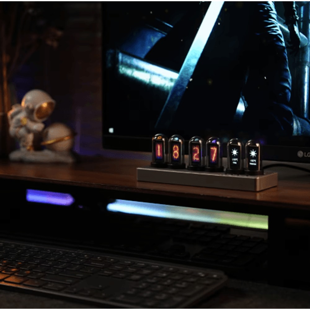WiFi RGB Nixie Tube Clock Smart IPS Display Alarm Clock For Gaming Rooms 6