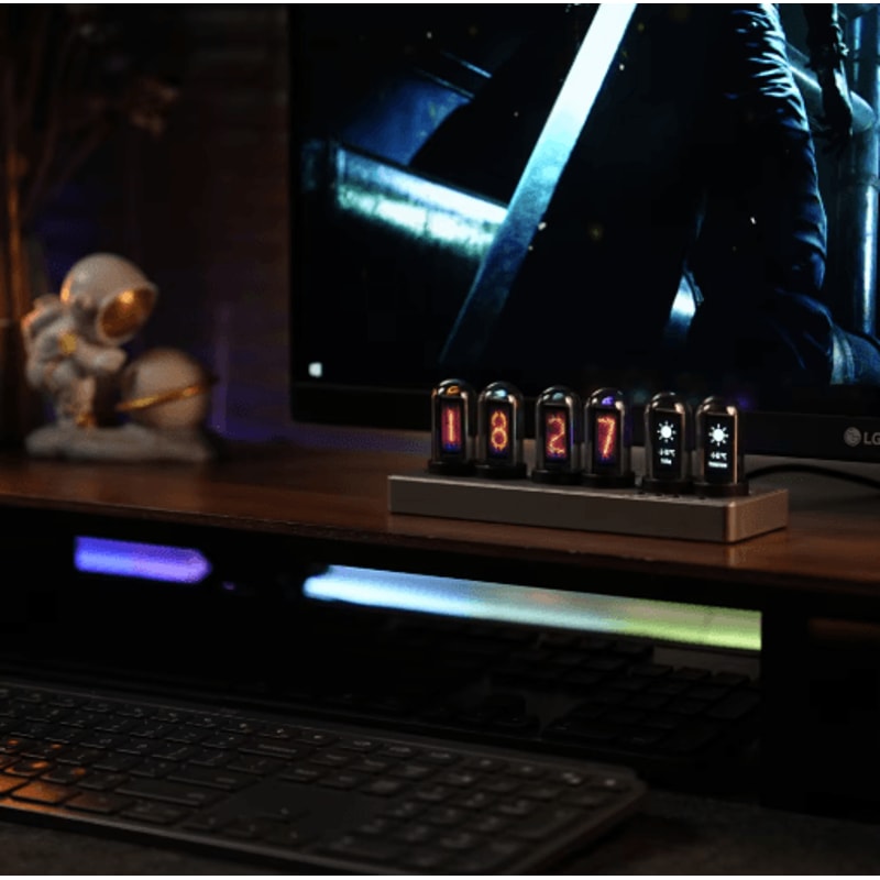 WiFi RGB Nixie Tube Clock Smart IPS Display Alarm Clock For Gaming Rooms 6