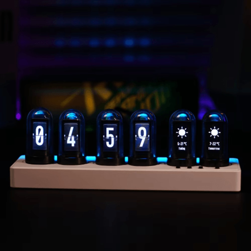 WiFi RGB Nixie Tube Clock Smart IPS Display Alarm Clock For Gaming Rooms 7