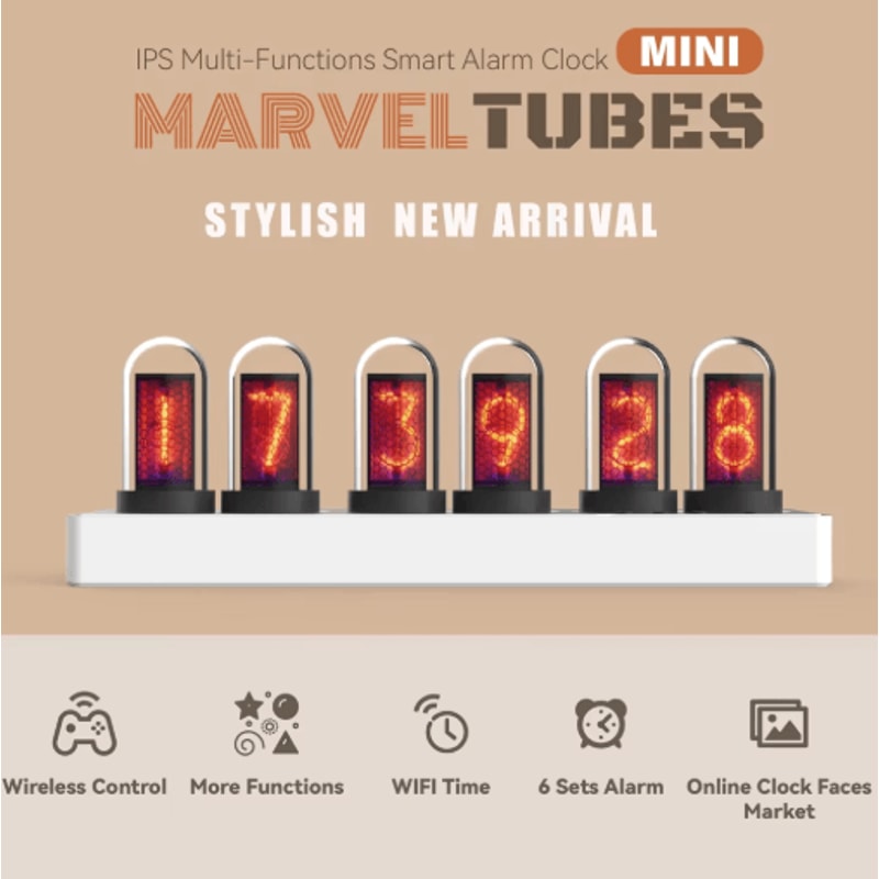 WiFi RGB Nixie Tube Clock Smart IPS Display Alarm Clock For Gaming Rooms 0