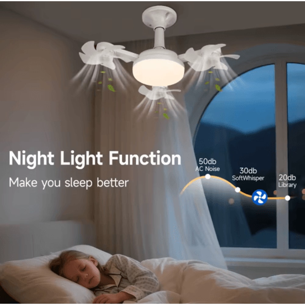 Modern LED Ceiling Fan With Light Remote Control 3Speed Adjustable Fan Light 3