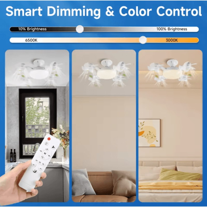 Modern LED Ceiling Fan With Light Remote Control 3Speed Adjustable Fan Light 5
