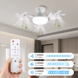 modern led ceiling fan with light – remote control 3-speed adjustable fan light