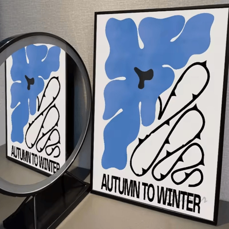 Modern Blue Wave Abstract Poster Minimalist Ocean Wall Art Print 16