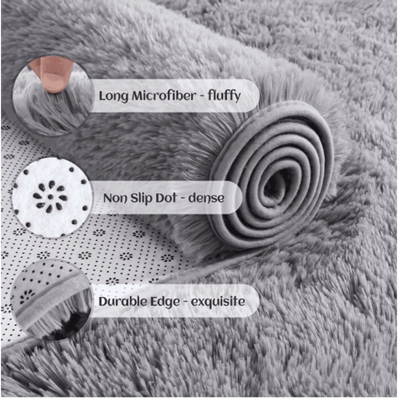 Fluffy Tie Dye Shag Rug Soft Plush NonSlip Bedroom Living Room Carpet 6