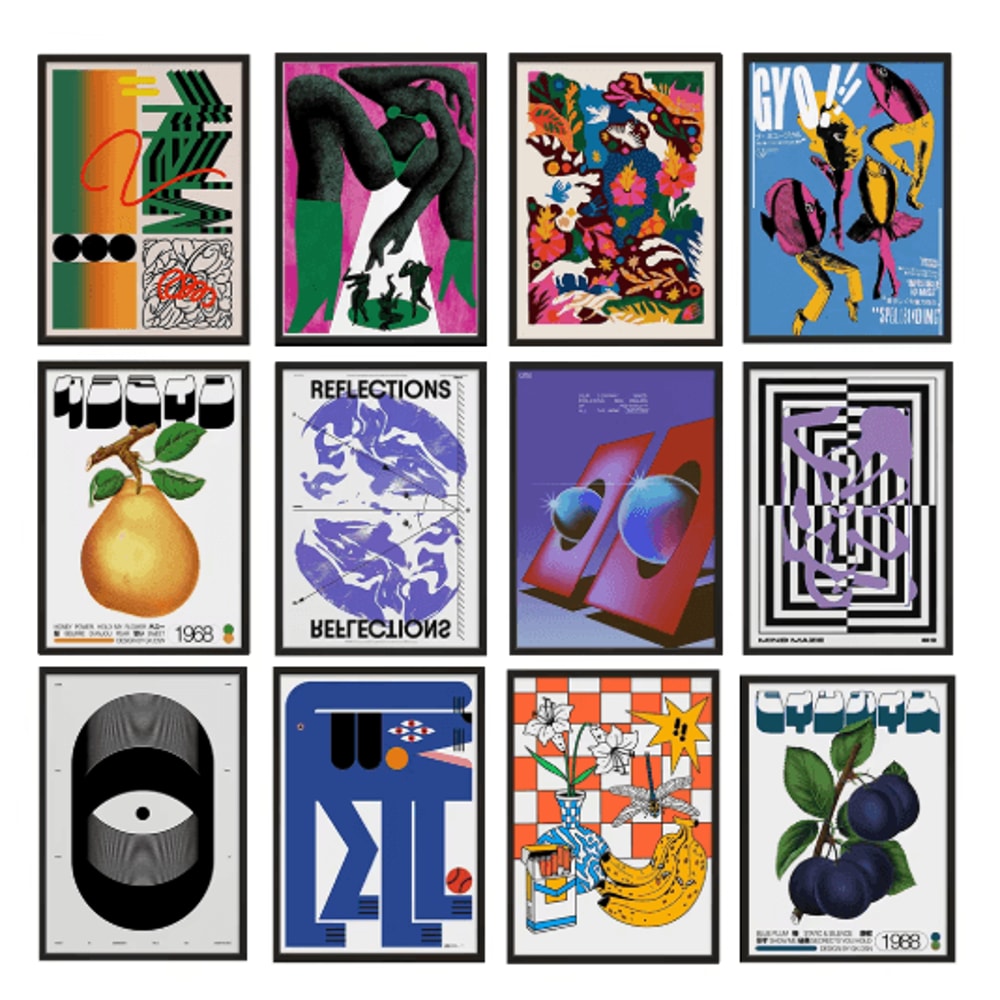 Retro Abstract Canvas Poster Frameless Modern Wall Art Decor Print 0