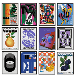 retro abstract canvas poster frameless modern wall art decor print