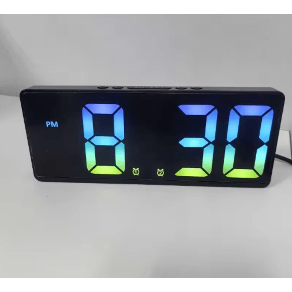 Voice Control LED Digital Alarm Clock Smart Bedside Clock With Temperature Snooze 3